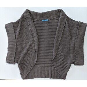 Alice + Olivia Heavy Knit Gray Cardigan Sweater Short Sleeve Oversized M Shrug